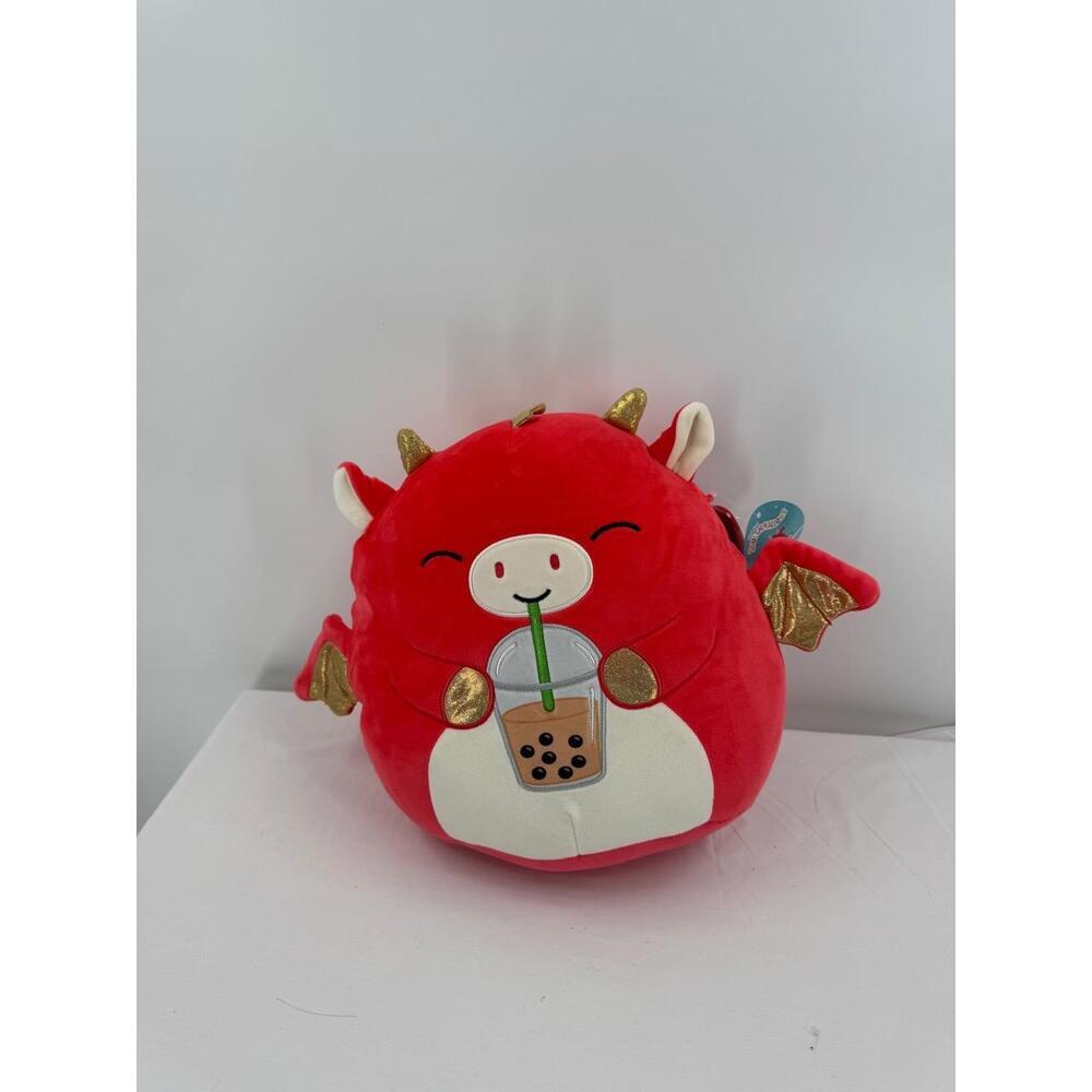 NWT Squishmallows Baiden Red Dragon Plush Toy‎ Gold Wings Horns 12"